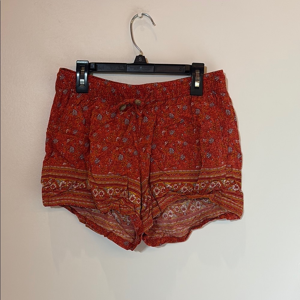 Old Navy Orange High Waist Shorts with Bohemian Print